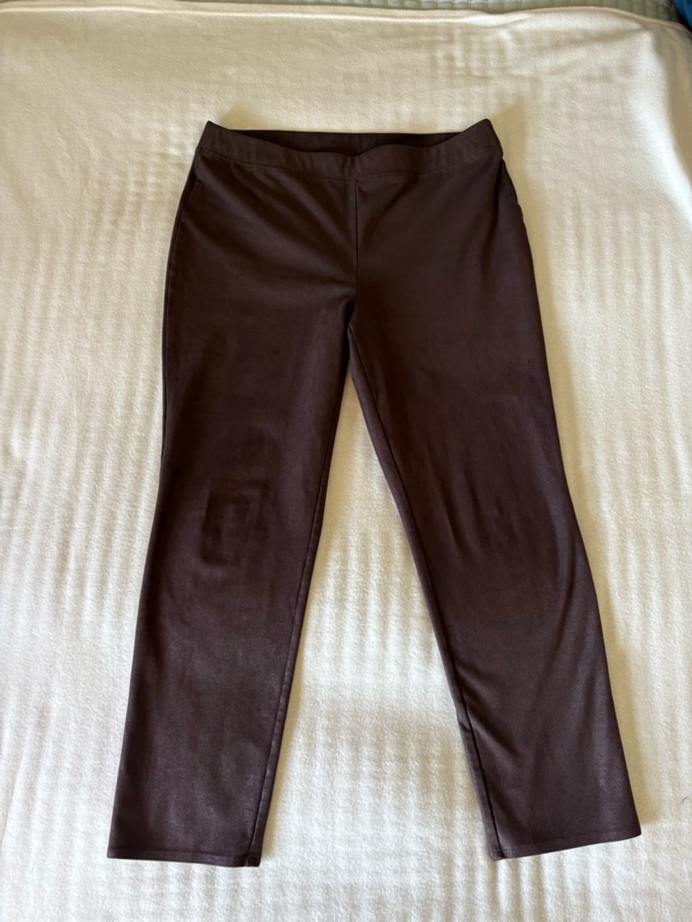 Chicos Women’s Size 1 US 8 Faux Suede Pants Jegging Expresso Brown Pull On